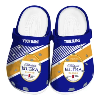 custom michelob ultra gold banner blue yellow clogs best selling hey clogs