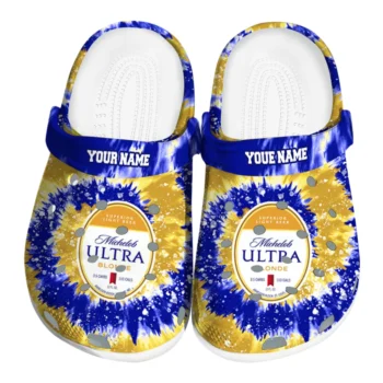custom michelob ultra name strip blue yellow clogs best selling hey clogs