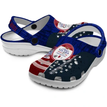 custom michelob ultra patriotic accent blue red clogs high quality hey clogs