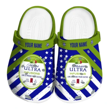 custom michelob ultra patriotic pattern blue green clogs best selling hey clogs