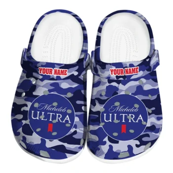 custom michelob ultra purple camou blue gray clogs best selling hey clogs