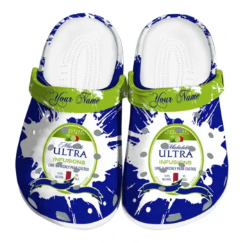 custom michelob ultra splatter pattern blue white clogs best selling hey clogs