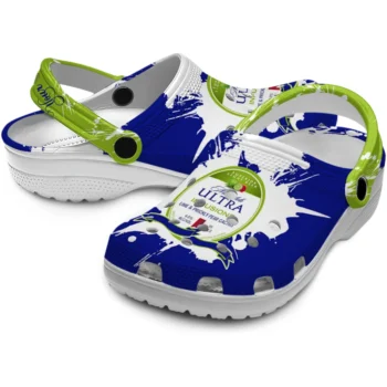 custom michelob ultra splatter pattern blue white clogs high quality hey clogs