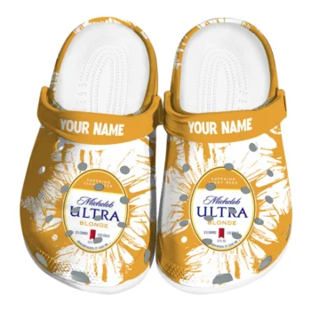 custom michelob ultra splatter pop white orange clogs best selling hey clogs