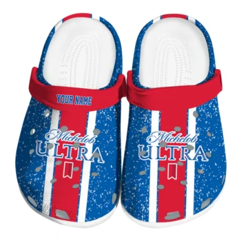 custom michelob ultra stripe blue red clogs best selling hey clogs