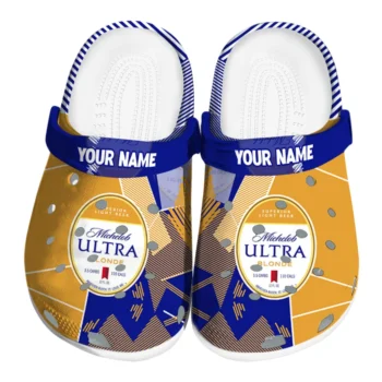 custom michelob ultra striped blocks blue yellow clogs best selling hey clogs