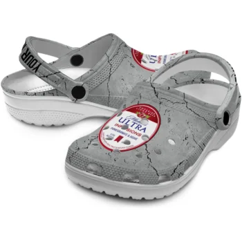 custom michelob ultra upside badge gray clogs high quality hey clogs