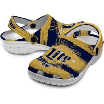 custom miller lite brush effects navy yellow clogs high quality hey clogs