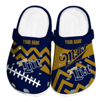 custom miller lite football arrows navy gold clogs best selling hey clogs