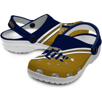 custom miller lite geometric pattern navy gold clogs high quality hey clogs