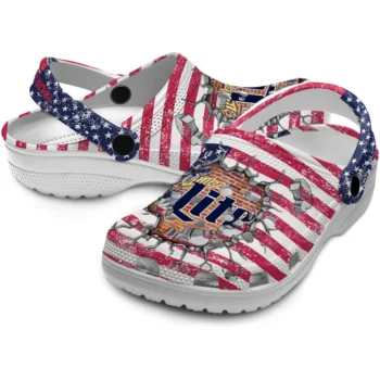 custom miller lite stone effect red blue clogs high quality hey clogs