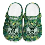 custom milwaukee bucks tropical leaves clogs best selling