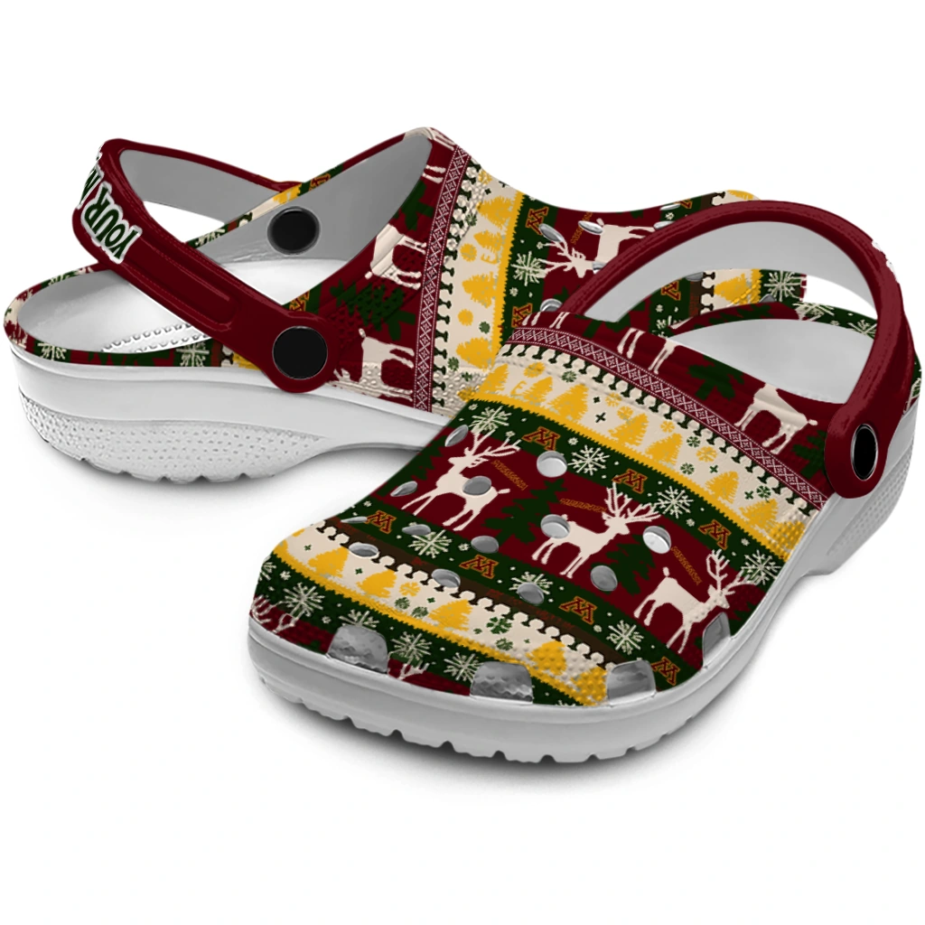custom minnesota golden gophers christmas motif clogs high quality custom minnesota golden gophers christmas motif clogs high quality
