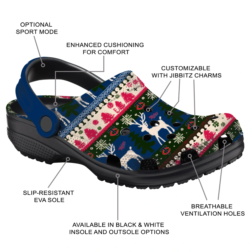 custom minnesota twins christmas motif clogs new arrival custom minnesota twins christmas motif clogs new arrival