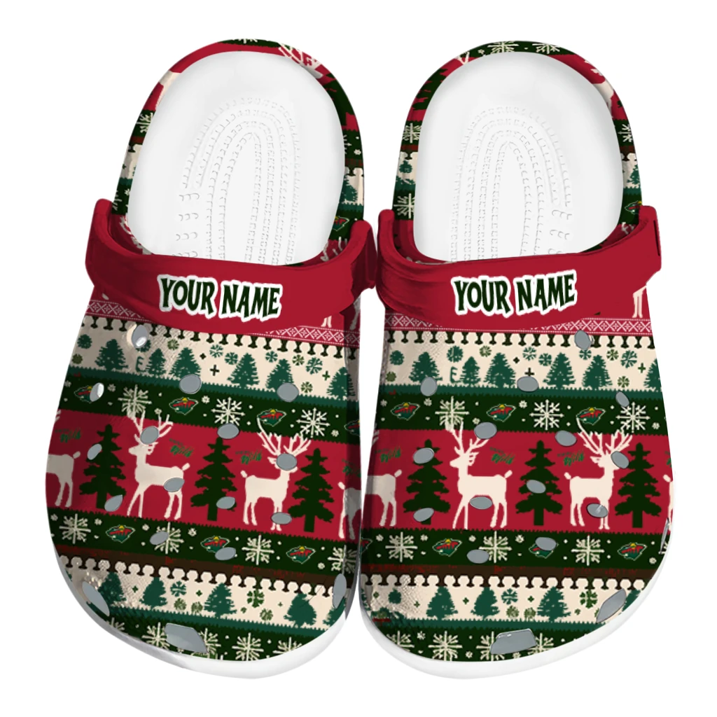 custom minnesota wild christmas motif clogs best selling custom minnesota wild christmas motif clogs best selling