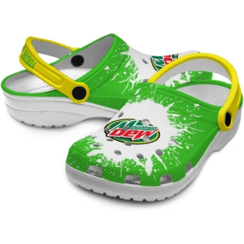 custom mountain dew splat art green yellow clogs high quality hey clogs