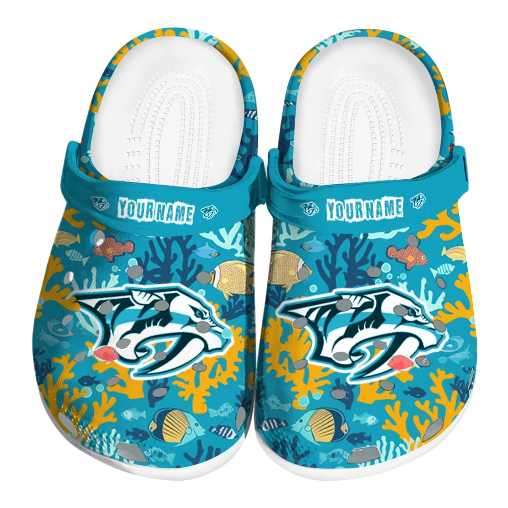 custom nashville predators tropical fish ocean clogs best selling custom nashville predators tropical fish ocean clogs best selling