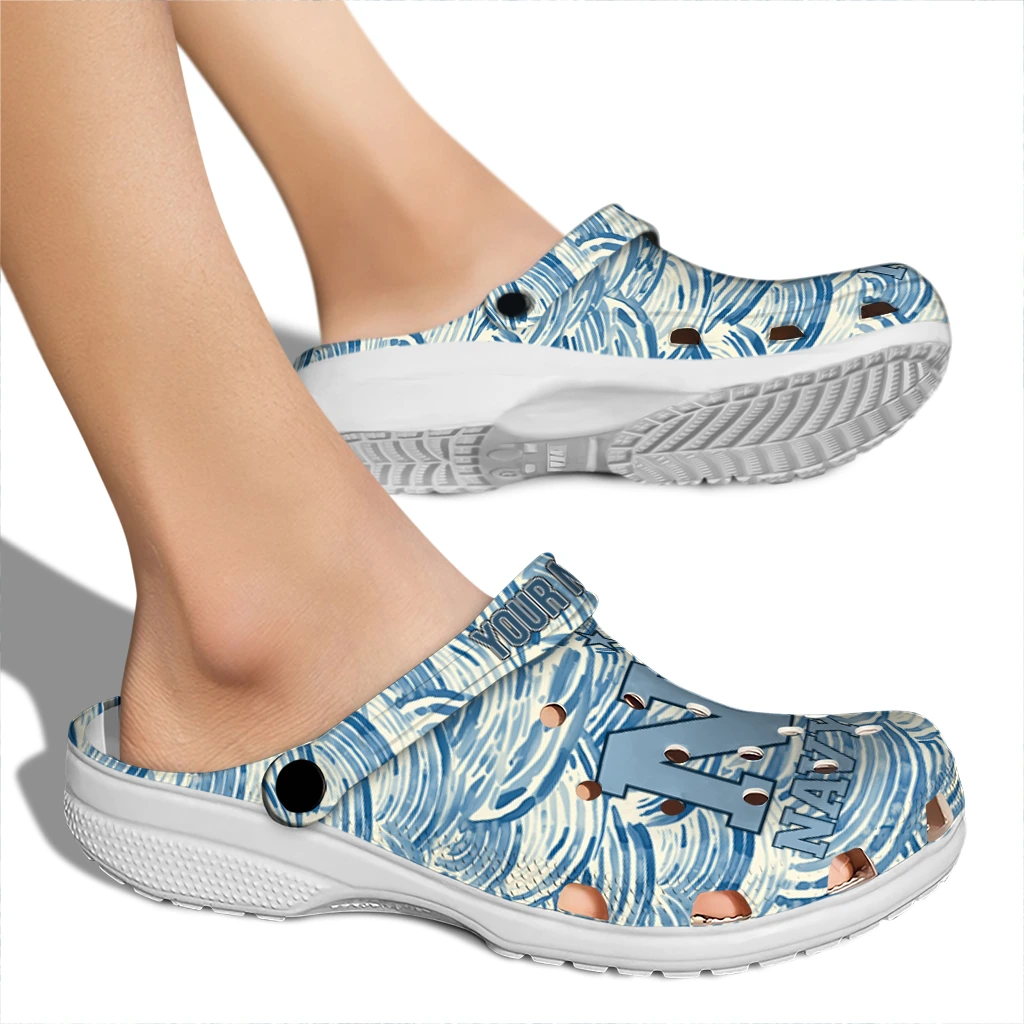 custom navy midshipmen sea swirls clogs fashion forward custom navy midshipmen sea swirls clogs fashion forward