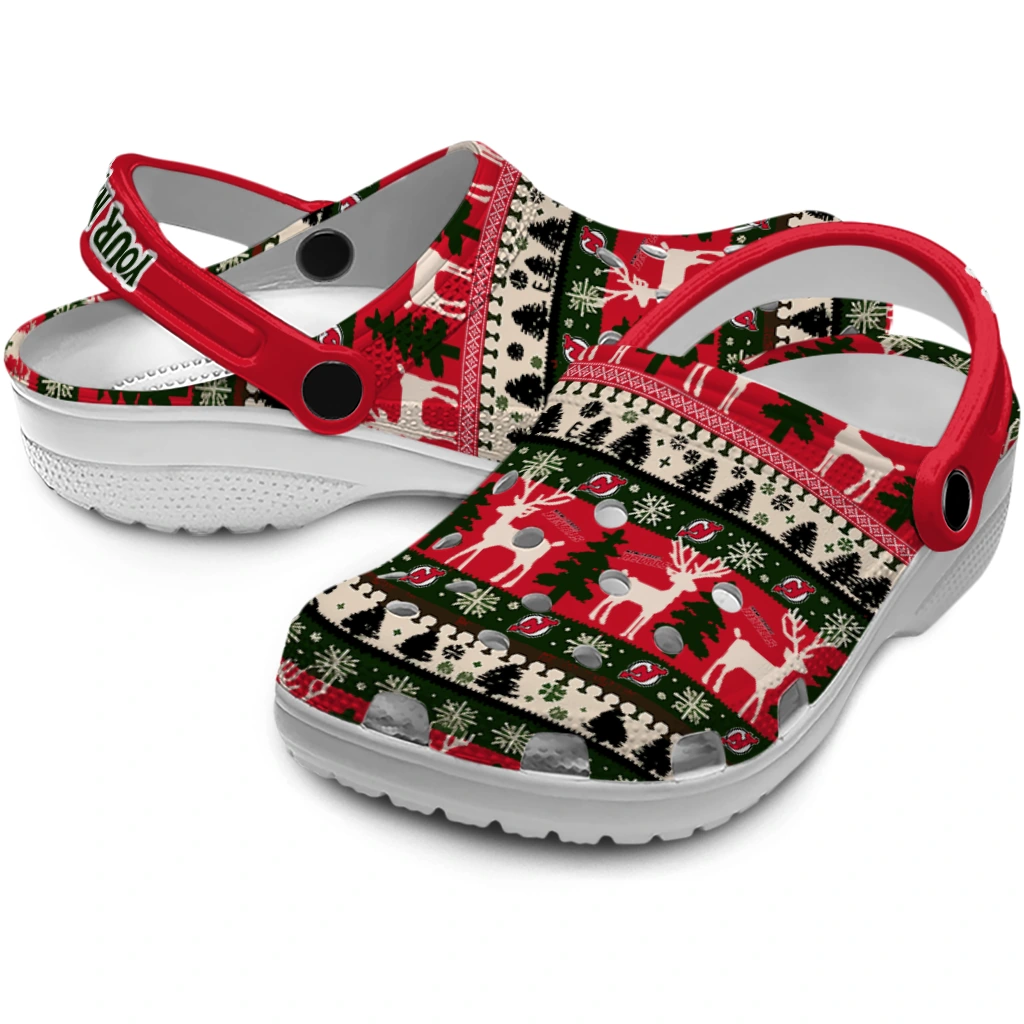 custom new jersey devils christmas motif clogs high quality custom new jersey devils christmas motif clogs high quality