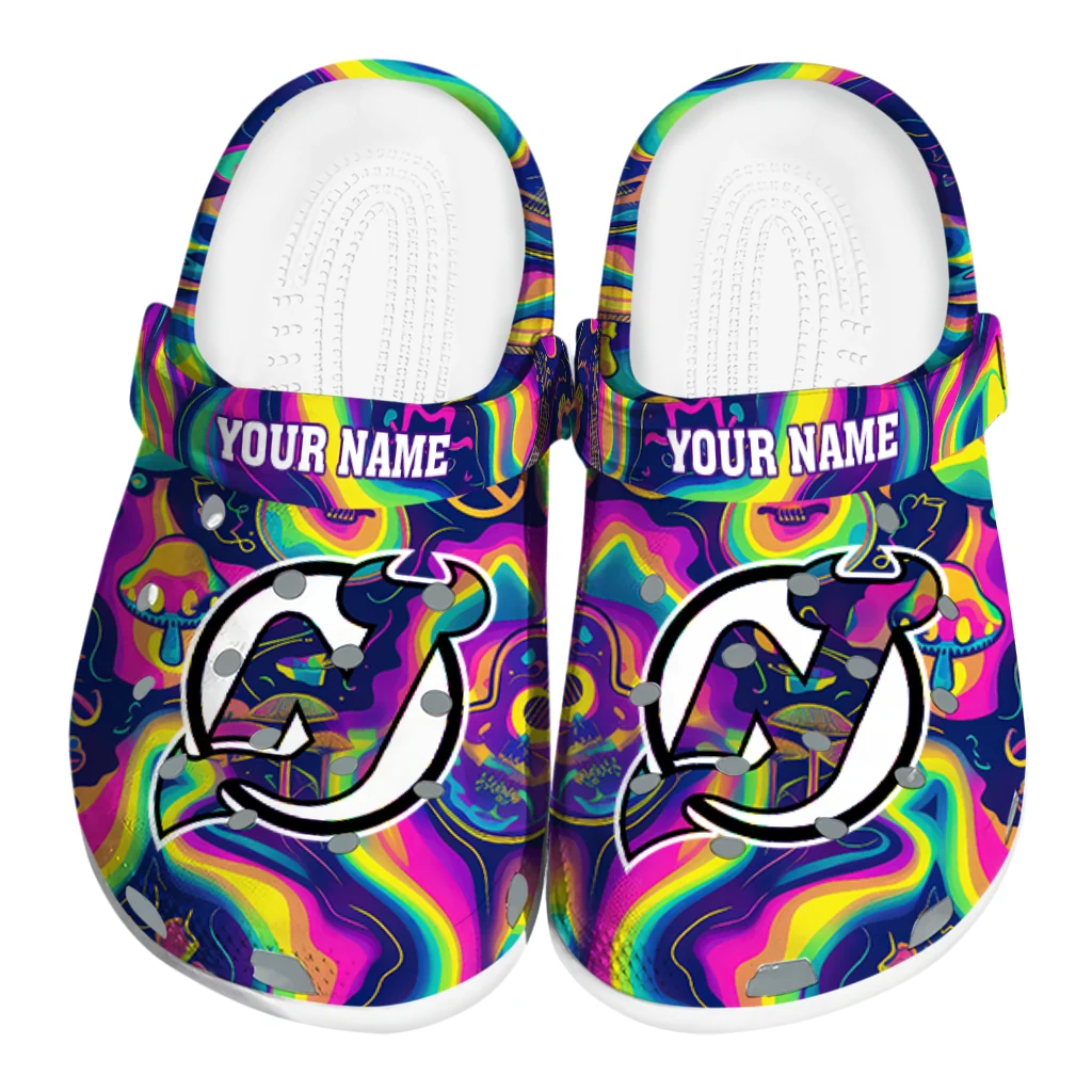 custom new jersey devils swirling mushrooms clogs best selling custom new jersey devils swirling mushrooms clogs best selling