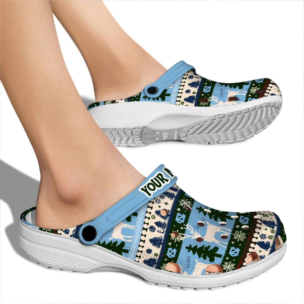 custom north carolina tar heels christmas motif clogs fashion forward custom north carolina tar heels christmas motif clogs fashion forward