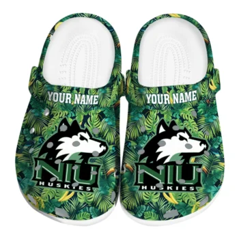 custom northern illinois huskies tropical leaves clogs best selling