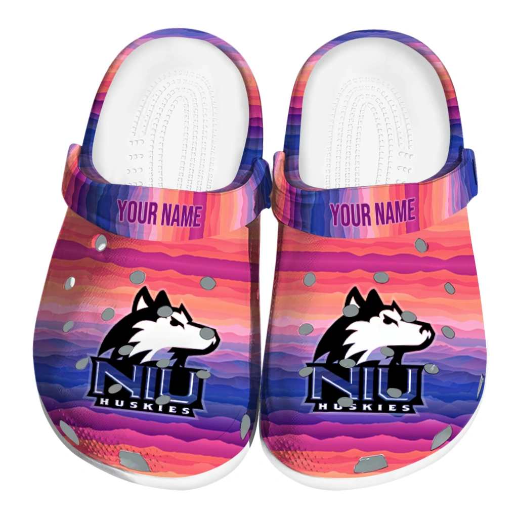 custom northern illinois huskies wavy stripes clogs best selling custom northern illinois huskies wavy stripes clogs best selling
