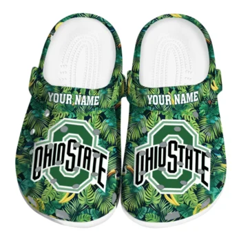 custom ohio state buckeyes tropical leaves clogs best selling