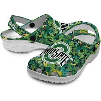 custom ohio state buckeyes tropical leaves clogs high quality