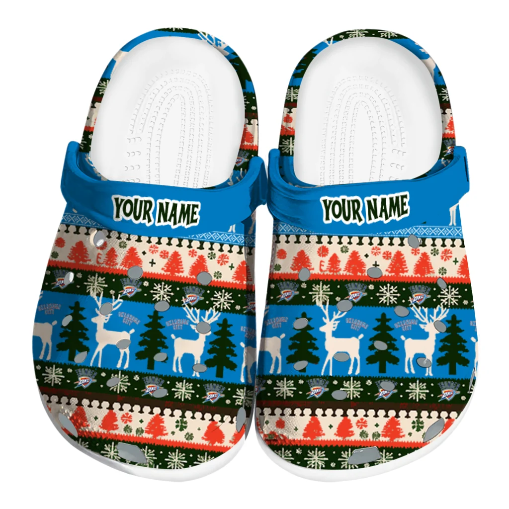 custom oklahoma city thunder christmas motif clogs best selling custom oklahoma city thunder christmas motif clogs best selling