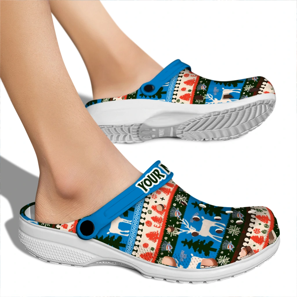 custom oklahoma city thunder christmas motif clogs fashion forward custom oklahoma city thunder christmas motif clogs fashion forward