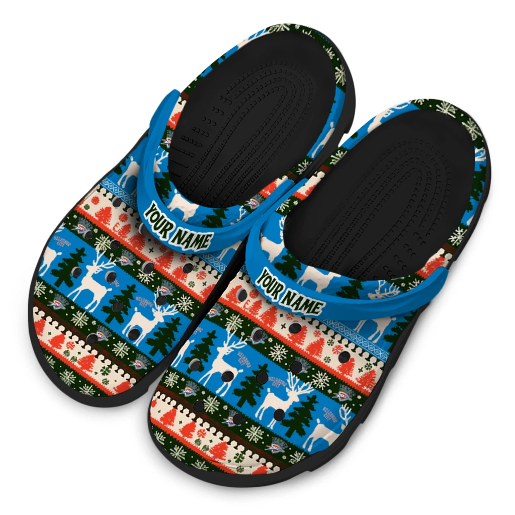 custom oklahoma city thunder christmas motif clogs latest model custom oklahoma city thunder christmas motif clogs latest model