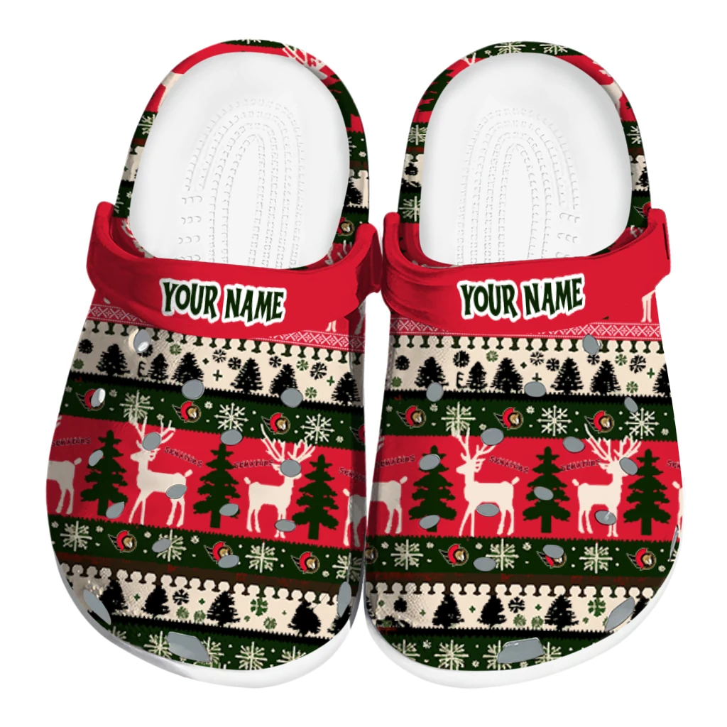 custom ottawa senators christmas motif clogs best selling custom ottawa senators christmas motif clogs best selling