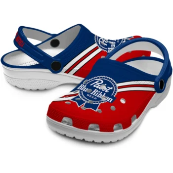 custom pabst blue ribbon badge blue red clogs high quality hey clogs