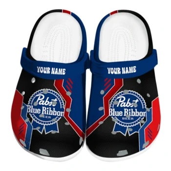 custom pabst blue ribbon emblem blue red clogs best selling hey clogs