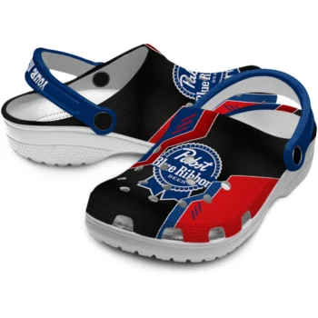 custom pabst blue ribbon emblem blue red clogs high quality hey clogs
