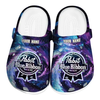 custom pabst blue ribbon galaxy blue purple clogs best selling hey clogs