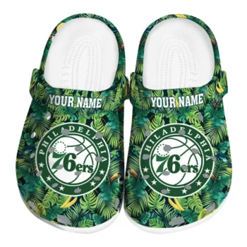 custom philadelphia 76ers tropical leaves clogs best selling