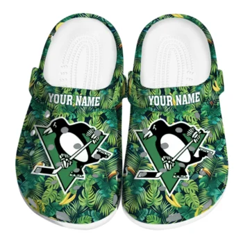 custom pittsburgh penguins tropical leaves clogs best selling