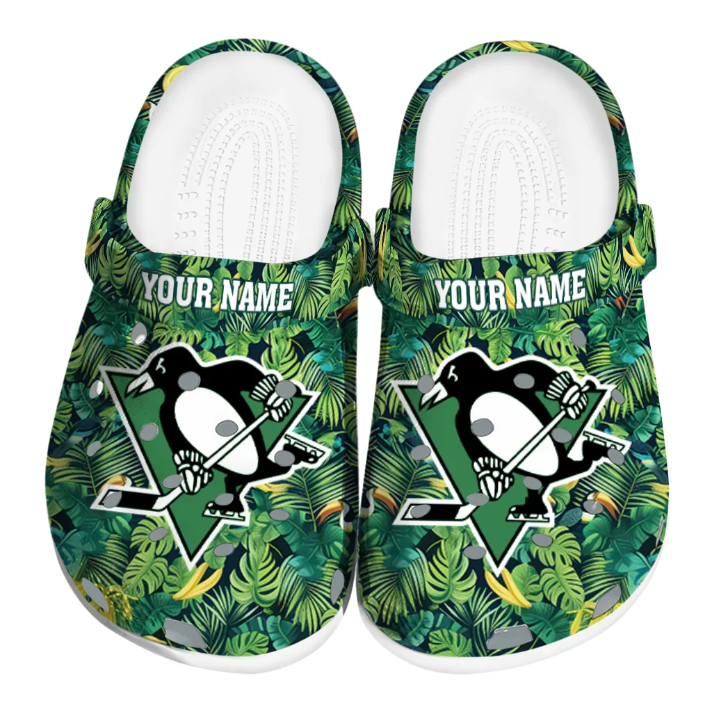 custom pittsburgh penguins tropical leaves clogs best selling custom pittsburgh penguins tropical leaves clogs best selling