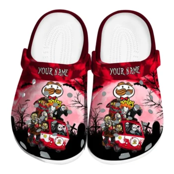 custom pringles spooky moon red black clogs best selling hey clogs