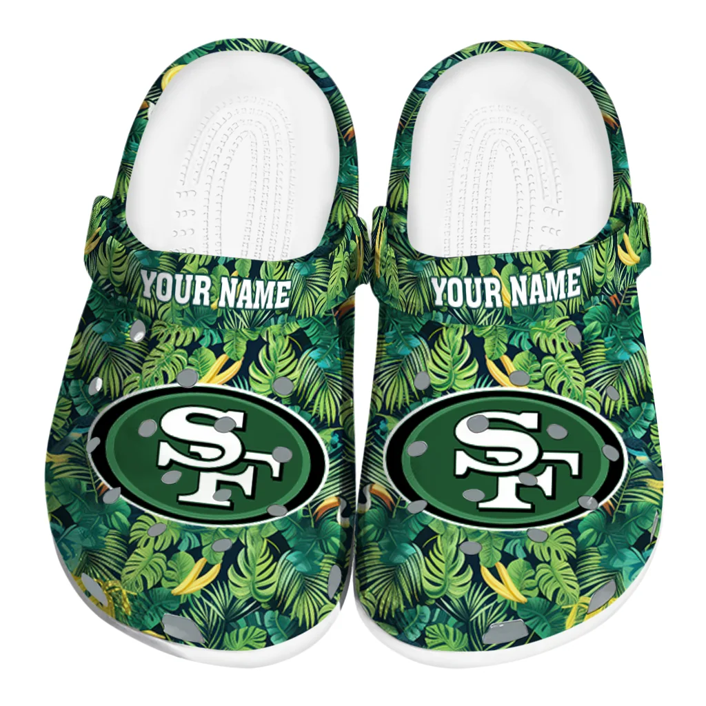 custom san francisco 49ers tropical leaves clogs best selling custom san francisco 49ers tropical leaves clogs best selling