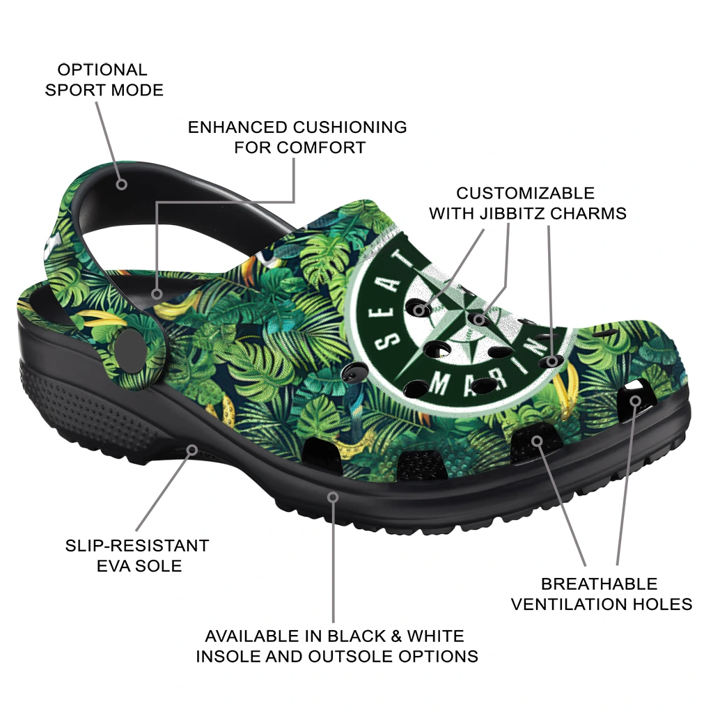 custom seattle mariners tropical leaves clogs new arrival custom seattle mariners tropical leaves clogs new arrival