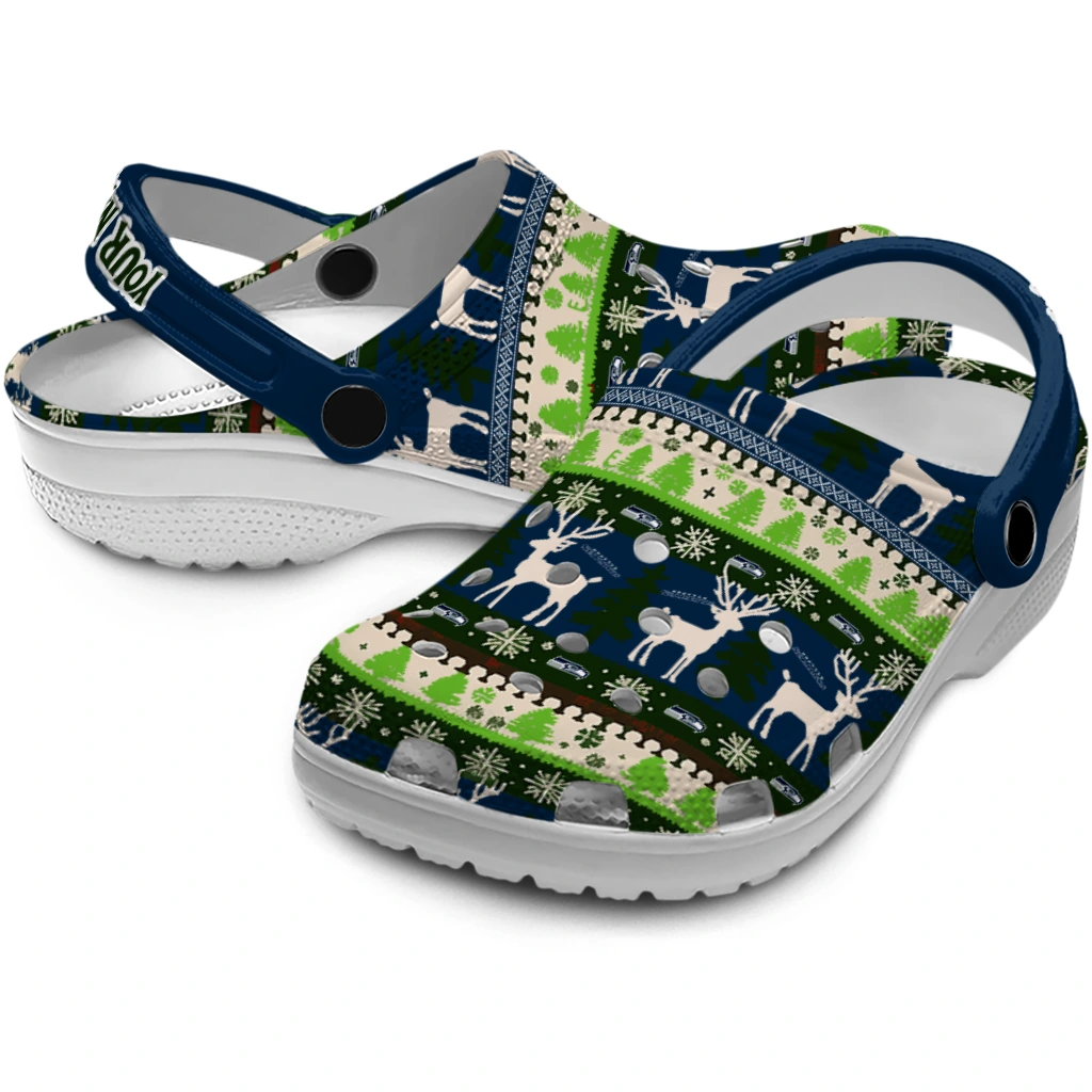 custom seattle seahawks christmas motif clogs high quality custom seattle seahawks christmas motif clogs high quality