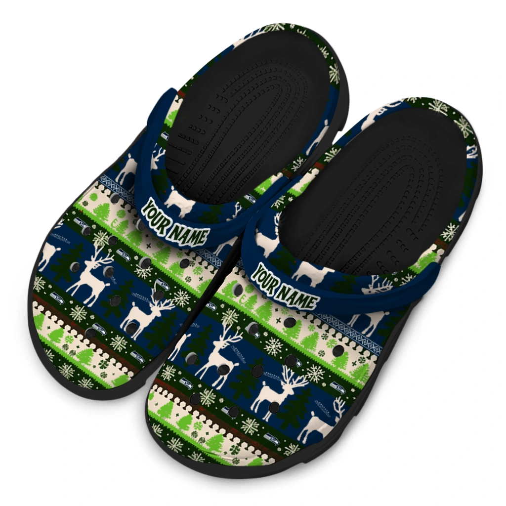custom seattle seahawks christmas motif clogs latest model custom seattle seahawks christmas motif clogs latest model
