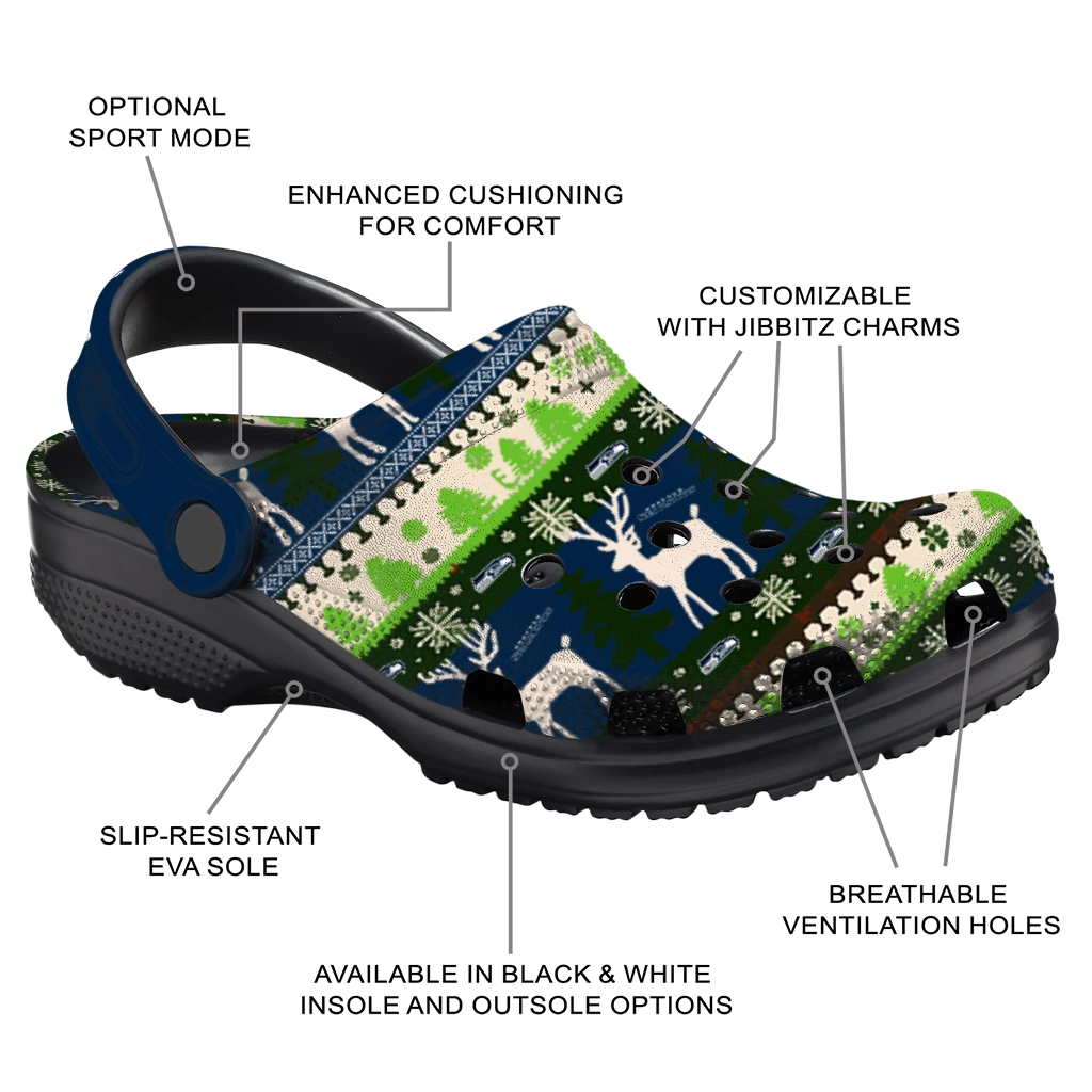 custom seattle seahawks christmas motif clogs new arrival custom seattle seahawks christmas motif clogs new arrival