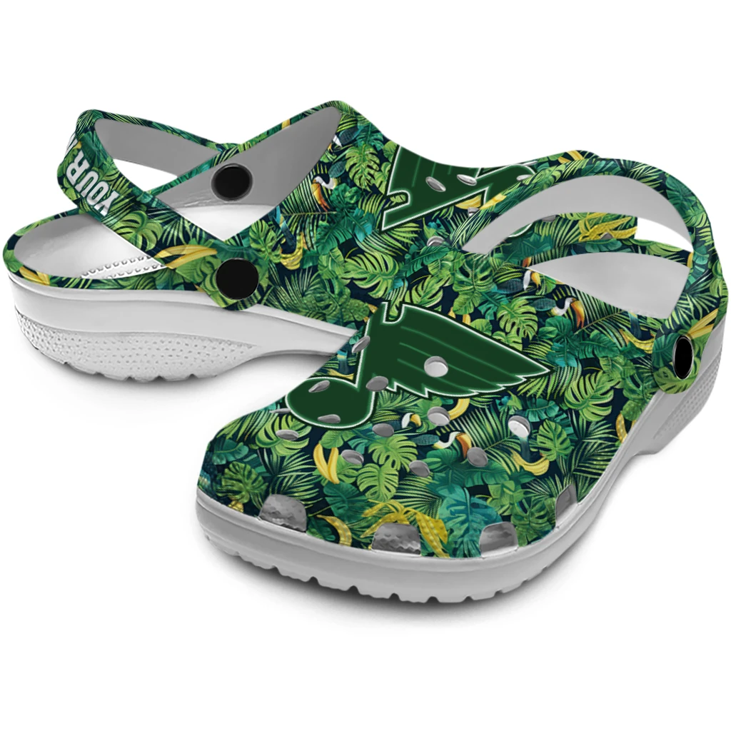 custom st louis blues tropical leaves clogs high quality custom st louis blues tropical leaves clogs high quality