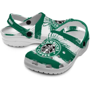 custom starbucks brush prints green white clogs high quality hey clogs