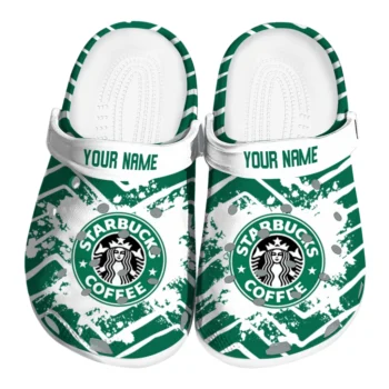 custom starbucks brush strokes green white clogs best selling hey clogs
