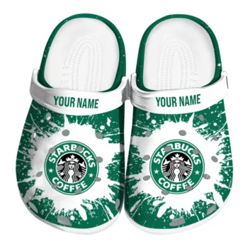 custom starbucks burst effect green white clogs best selling hey clogs